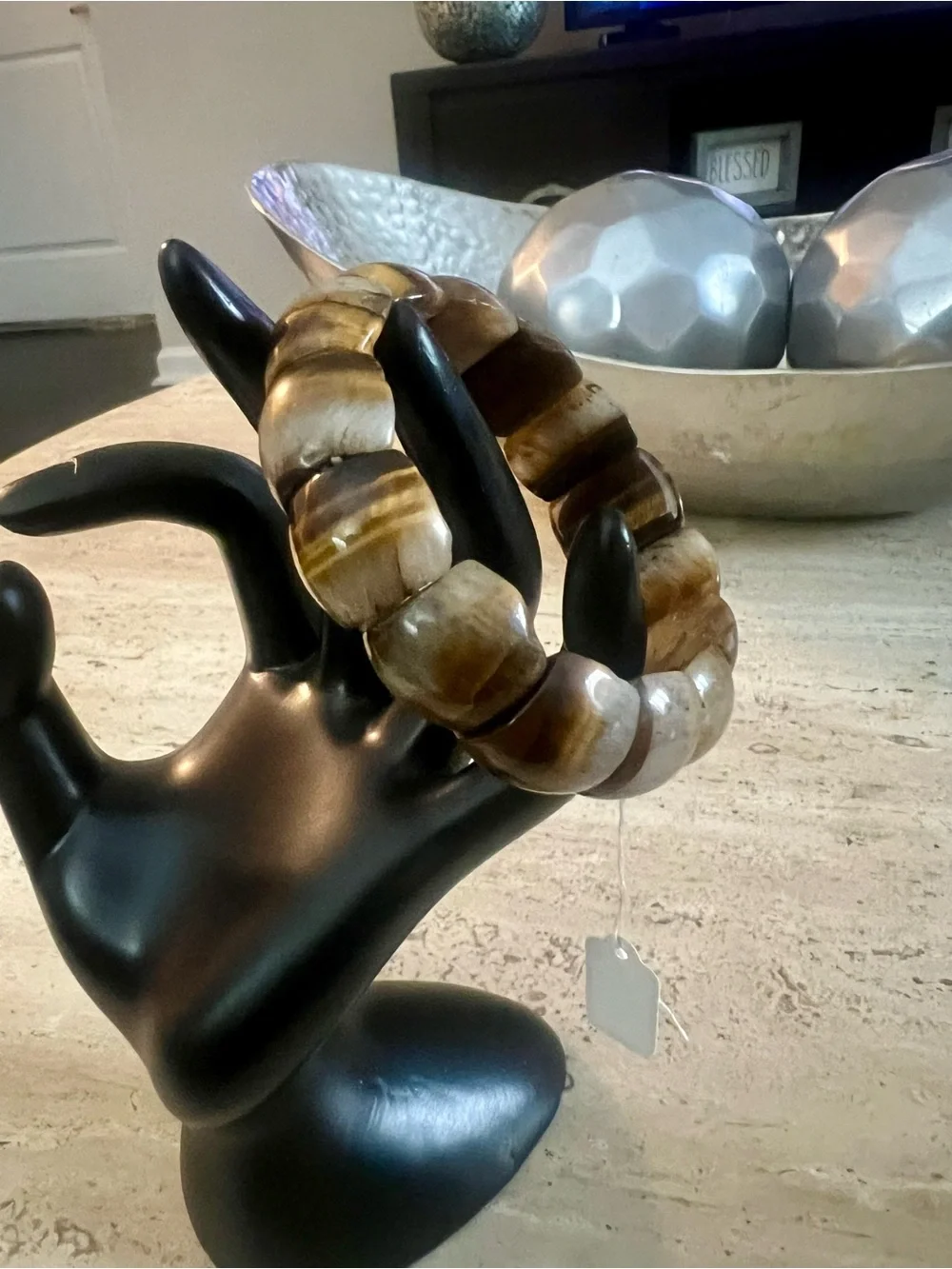 Handcrafted Brown Beaded original tiger eye gemstone stretch Bracelet.
